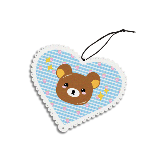 BROWN BEAR HEART CAR AIR FRESHENER - PEONY