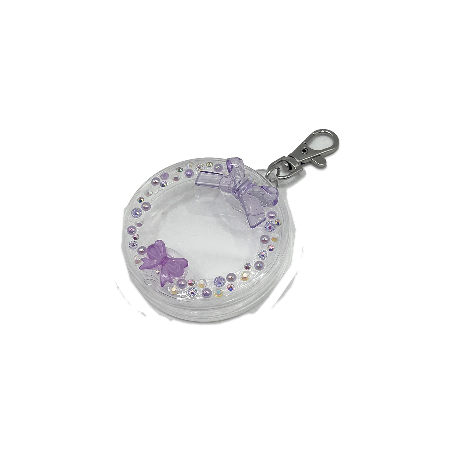 PURPLE BOW DECODEN CAN BADGE DISPLAY KEYCHAIN
