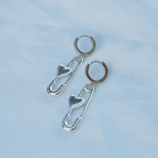 KEEPSAFE HEART SAFETY PIN EARRINGS - Usagi x Usagi, LLC - Jewelry