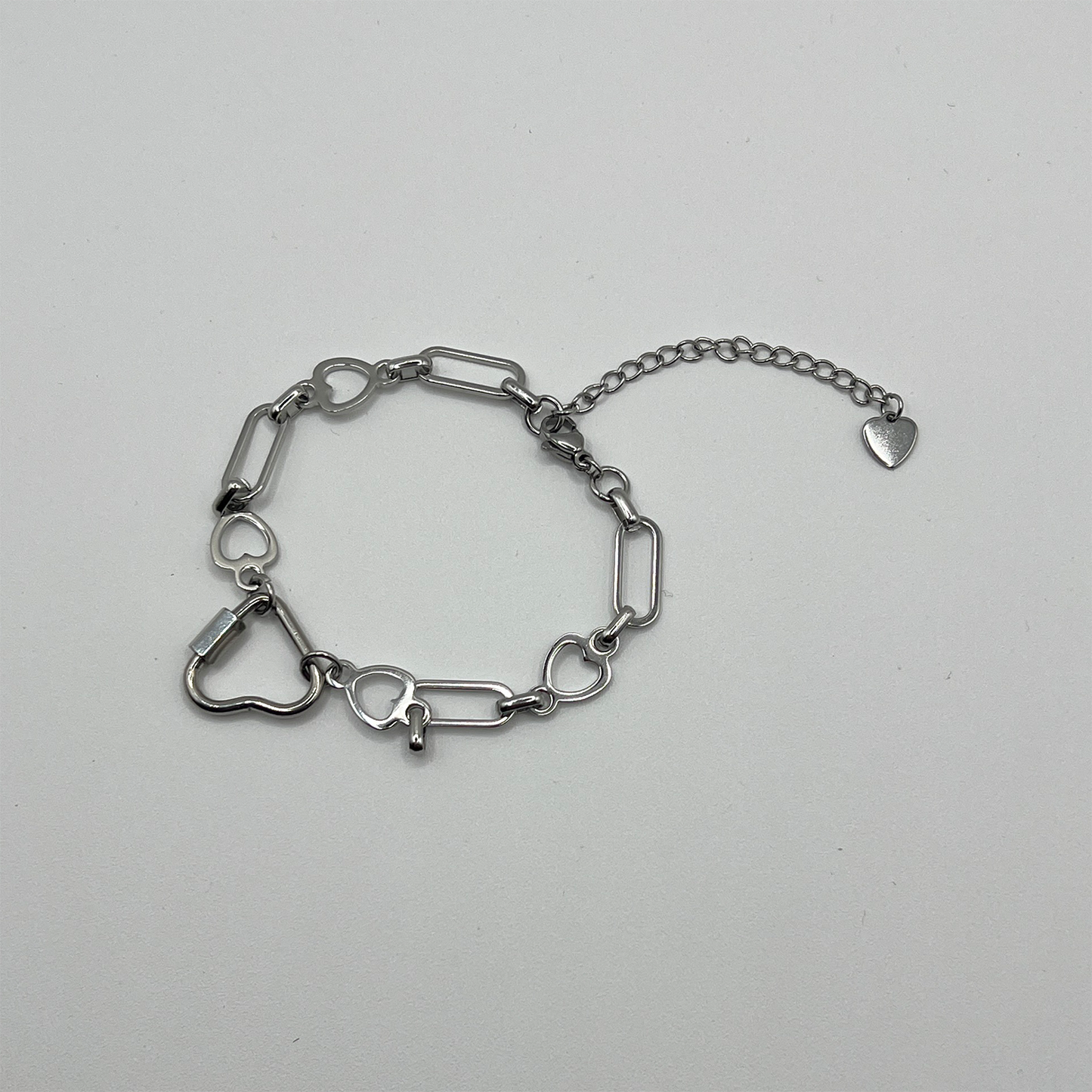 SOFT BUT DEADLY BARBED HEART BRACELET { STAINLESS STEEL } - LINKED HEARTS