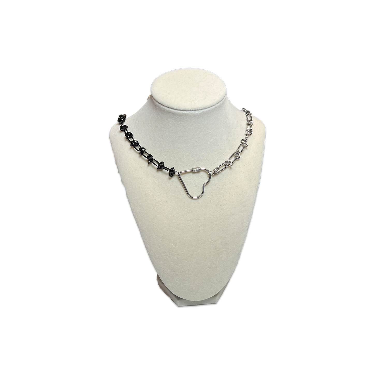 SOFT BUT DEADLY BARBED HEART NECKLACES { STAINLESS STEEL } - SPLIT HEARTS