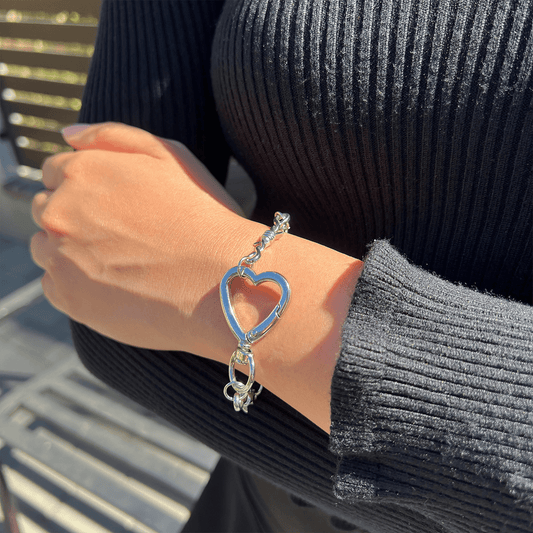 SOFT BUT DEADLY BARBED HEART BRACELET { SILVER HEART HOOK } - Usagi x Usagi, LLC - Jewelry