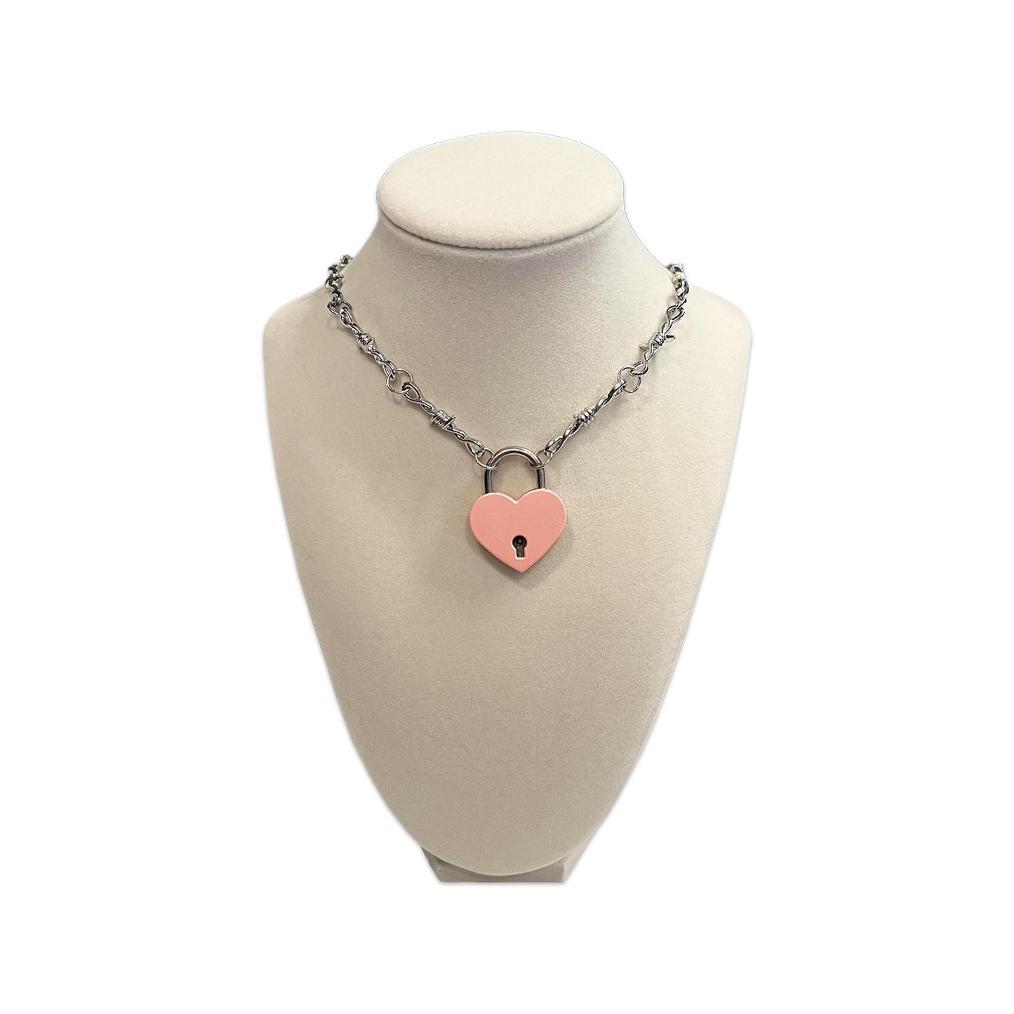 SOFT BUT DEADLY BARBED HEART NECKLACES { PINK HEART LOCKET }