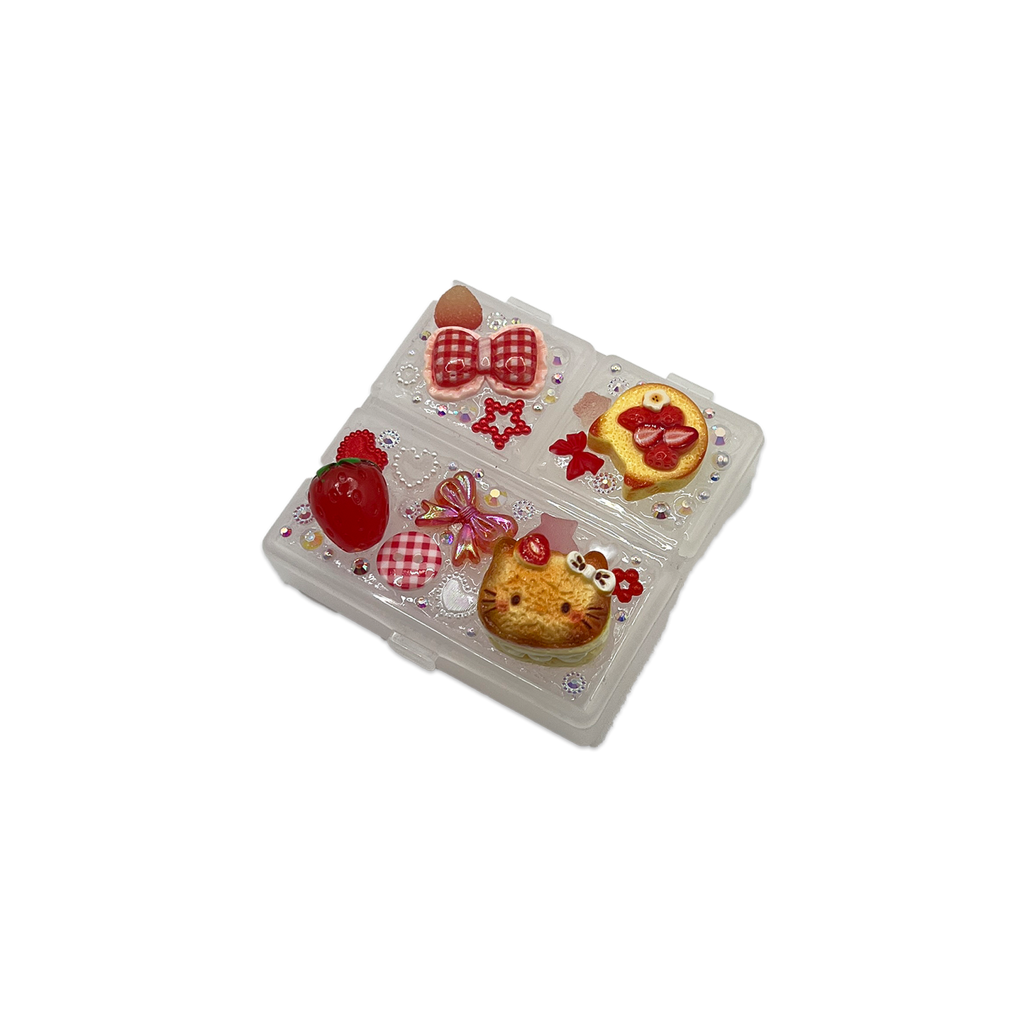 STRAWBERRY KITTEN PICNIC DECODEN TRINKET BOX - 3 POCKET
