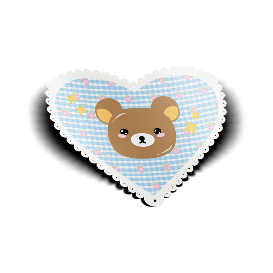 Usagi x Usagi Stickers GLOSSY BROWN BEAR HEART VINYL STICKER BROWN BEAR HEART VINYL STICKER