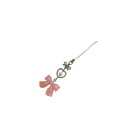 GLITTERY BOW { PINK } PHONE CHARM