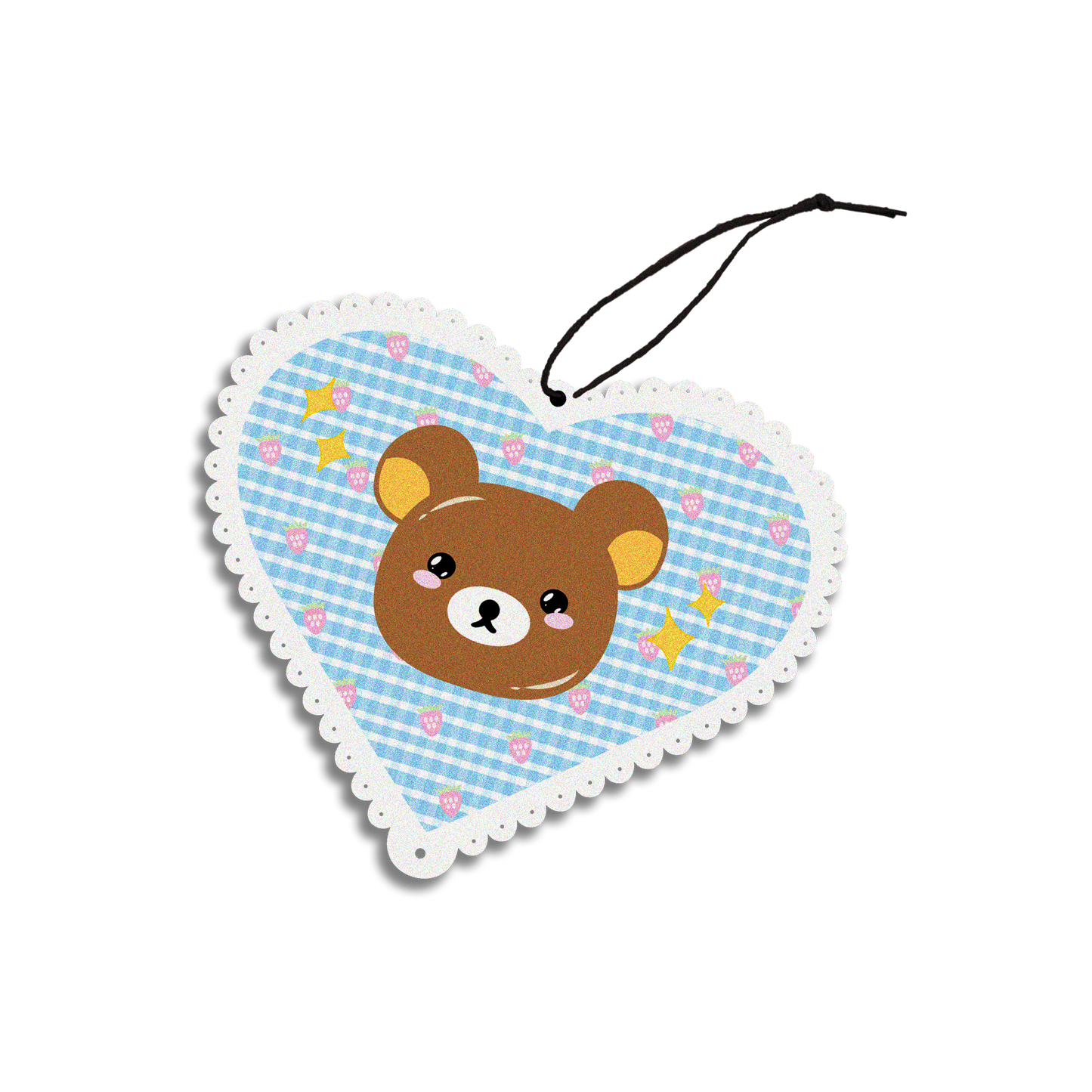 BROWN BEAR HEART CAR AIR FRESHENER - PEONY