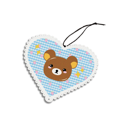 BROWN BEAR HEART CAR AIR FRESHENER - PEONY
