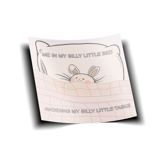 BUNNY IN BED VINYL STICKER - GLOSSY & GLITTER - Usagi x Usagi, LLC - Stickers