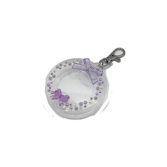PURPLE BOW DECODEN CAN BADGE DISPLAY KEYCHAIN