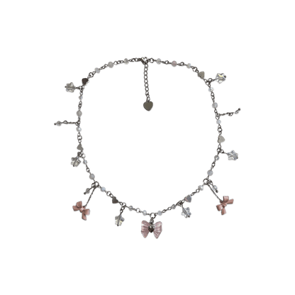 DAINTY COQUETTE { PINK } BOW NECKLACE - Usagi x Usagi, LLC - Jewelry