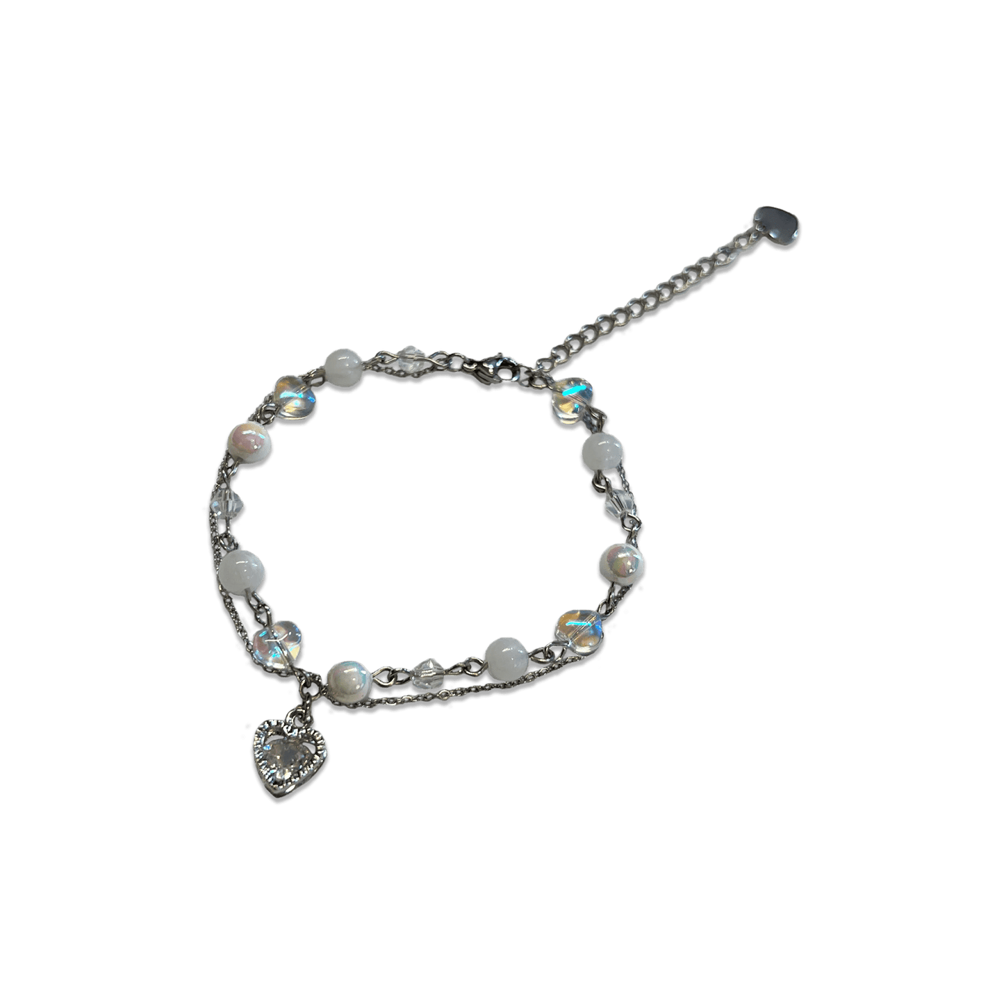 DAINTY { SILVER } CRYSTAL HEART BRACELET - Usagi x Usagi, LLC - Jewelry