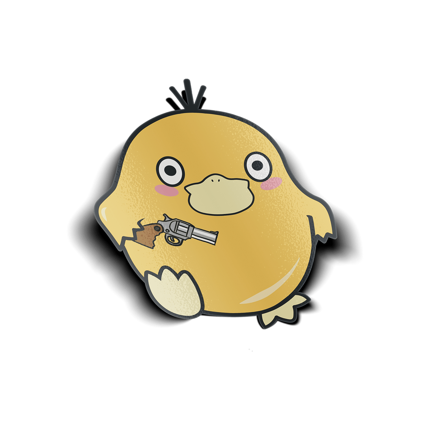duck holding gun vinyl sticker, decorative waterproof sticker for laptops, water bottles, and cars.