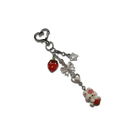 GLITTER STRAWBUNNY SPECIALTY KEYCHAIN - Usagi x Usagi, LLC - Keychains