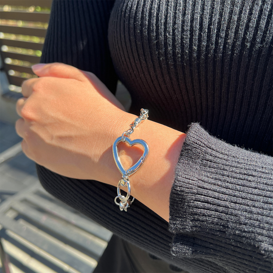 SOFT BUT DEADLY BARBED HEART BRACELET { SILVER HEART HOOK }