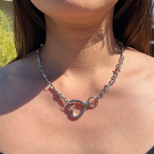 SOFT BUT DEADLY BARBED HEART NECKLACES { SILVER HEART HOOK }