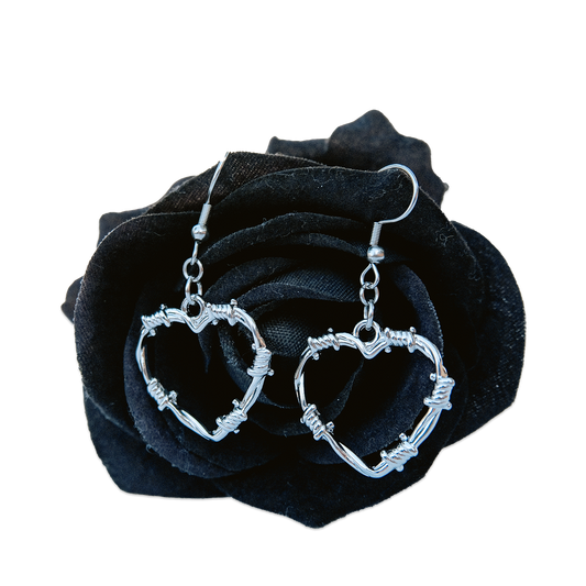 SOFT BUT DEADLY METAL HEART EARRINGS