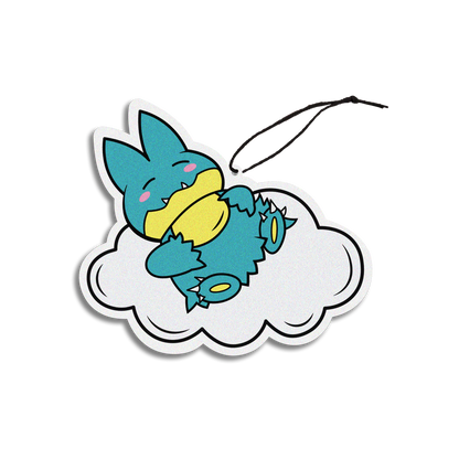 squash scented design featuring sleeping munchlax air freshener, decorative hanging car accessory with fragrance.