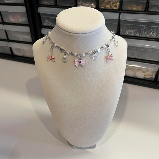 SHE'S SO COQUETTE { PINK } BOW NECKLACE