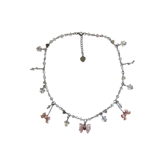 SHE'S SO COQUETTE { PINK } BOW NECKLACE