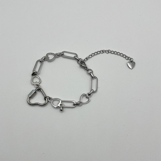 SOFT BUT DEADLY BARBED HEART BRACELET { STAINLESS STEEL } - LINKED HEARTS