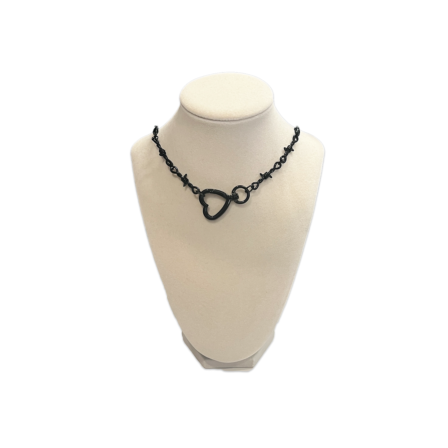SOFT BUT DEADLY BARBED HEART NECKLACES { BLACK HEART HOOK }