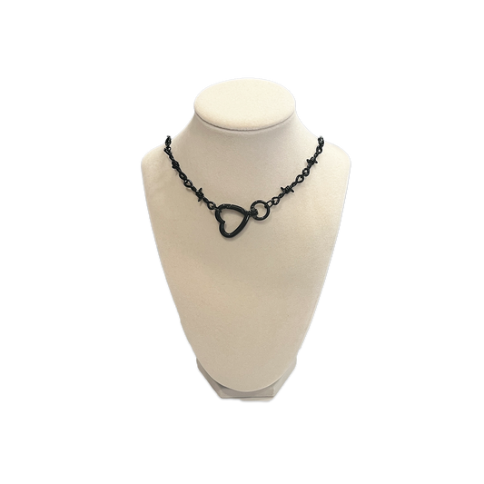 SOFT BUT DEADLY BARBED HEART NECKLACES { BLACK HEART HOOK }