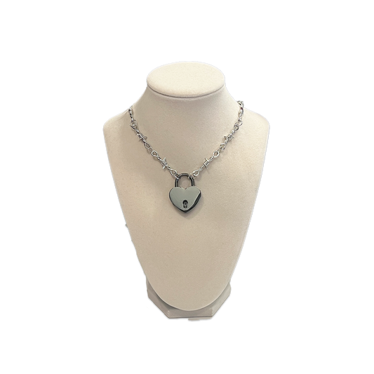 SOFT BUT DEADLY BARBED HEART NECKLACES { BLACK CHROME HEART LOCKET }