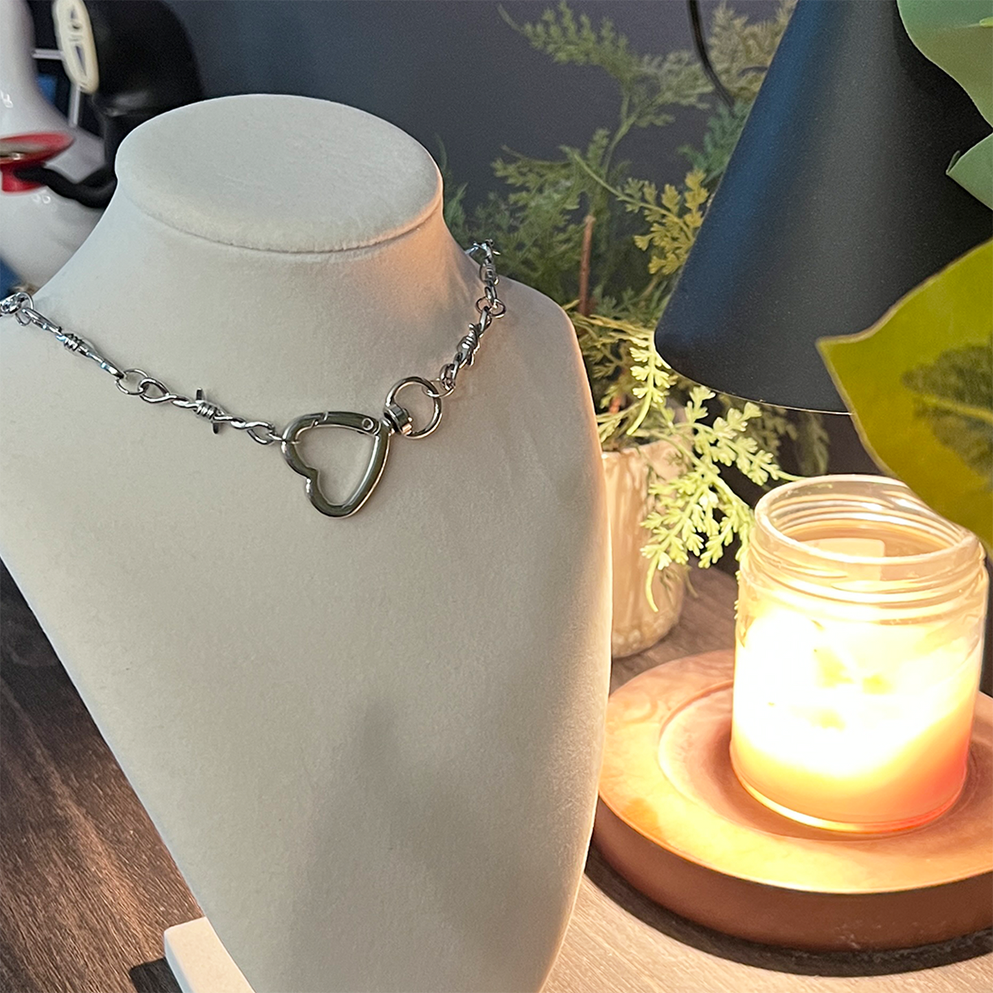 SOFT BUT DEADLY BARBED HEART NECKLACES { SILVER HEART HOOK }