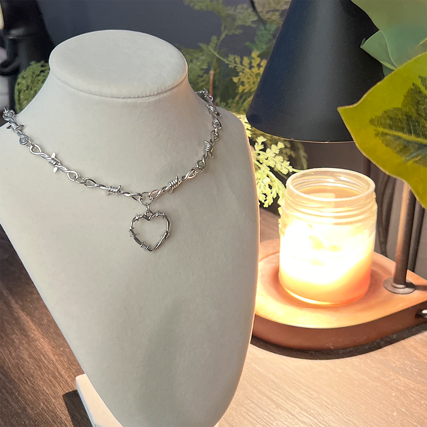 SOFT BUT DEADLY BARBED HEART NECKLACES { METAL HEART }