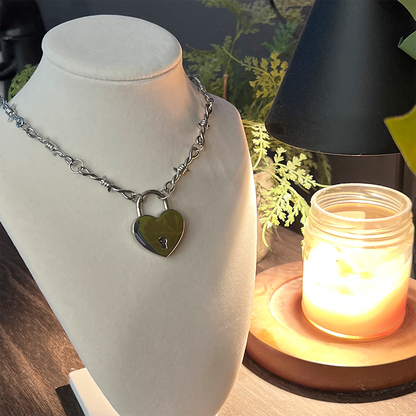 SOFT BUT DEADLY BARBED HEART NECKLACES { SILVER HEART LOCKET }