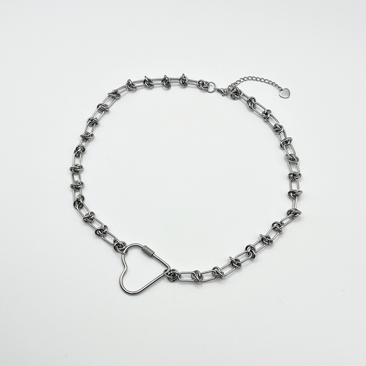 SOFT BUT DEADLY BARBED HEART NECKLACES { STAINLESS STEEL } - SOFT HEARTS