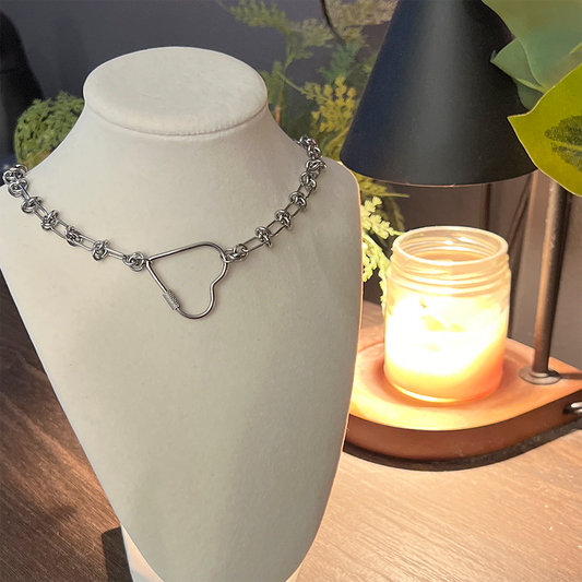 SOFT BUT DEADLY BARBED HEART NECKLACES { STAINLESS STEEL } - SOFT HEARTS