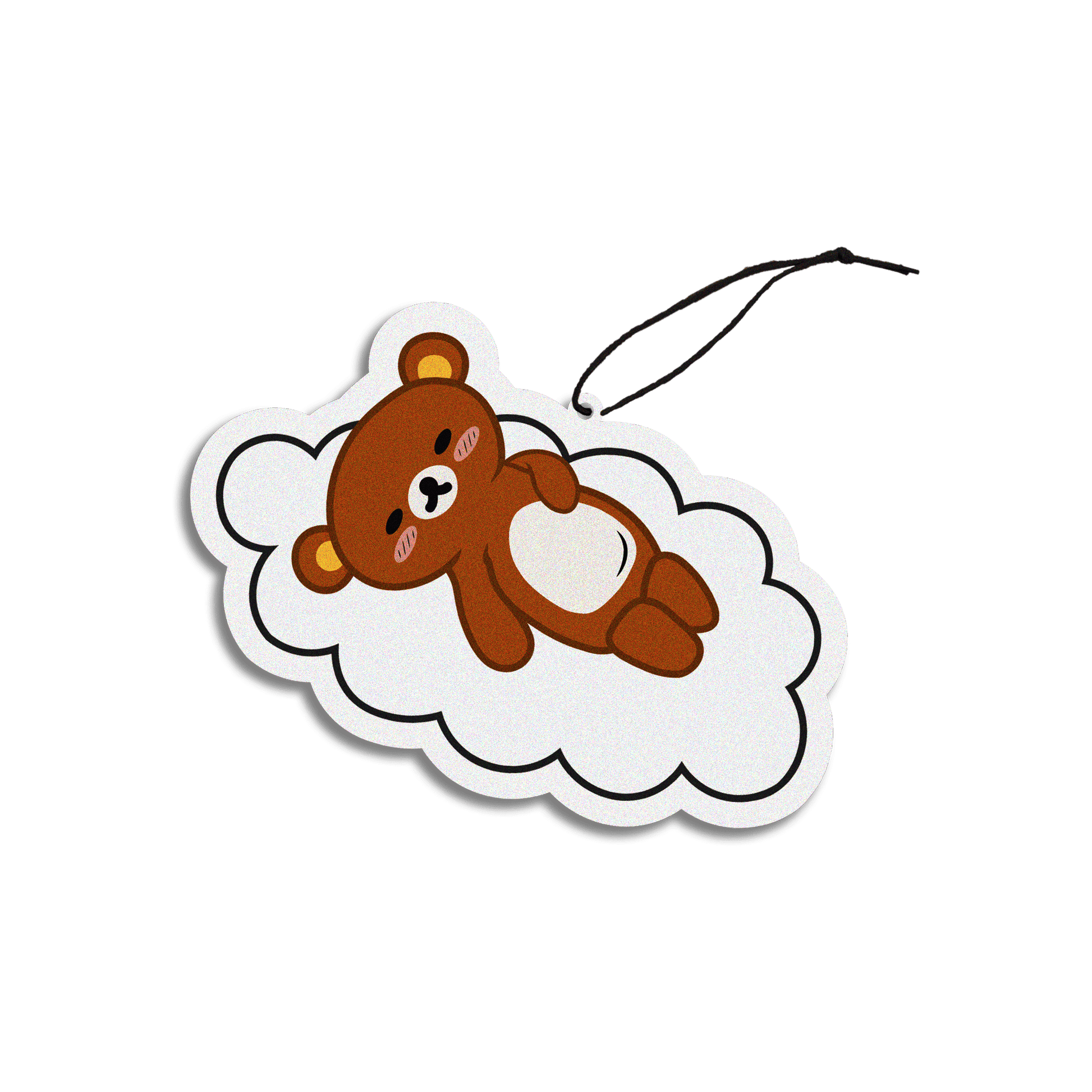 honeydew scented design featuring sleeping bear on a cloud air freshener, decorative hanging car accessory with fragrance.