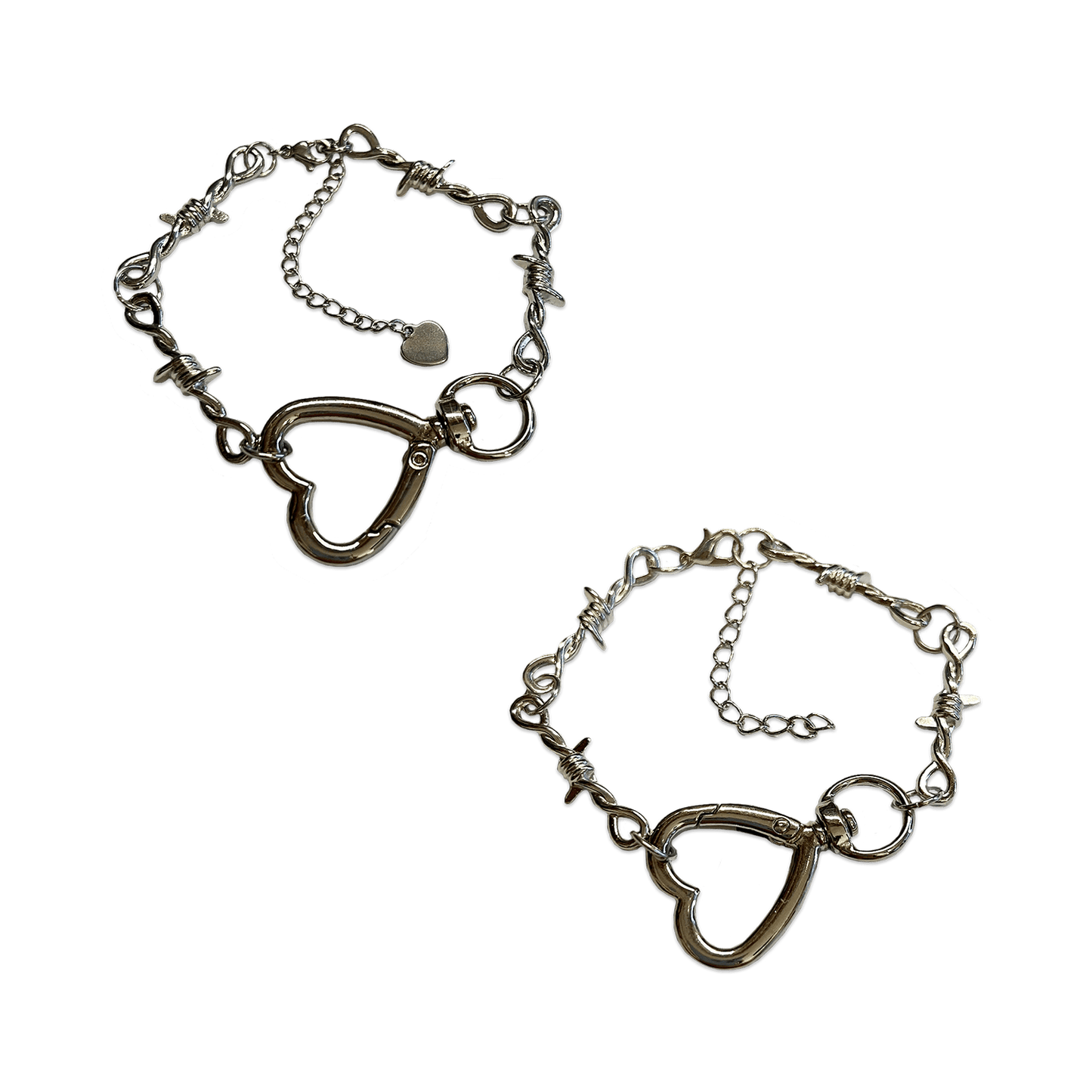 SOFT BUT DEADLY BARBED HEART BRACELET { SILVER HEART HOOK } - Usagi x Usagi, LLC - Jewelry