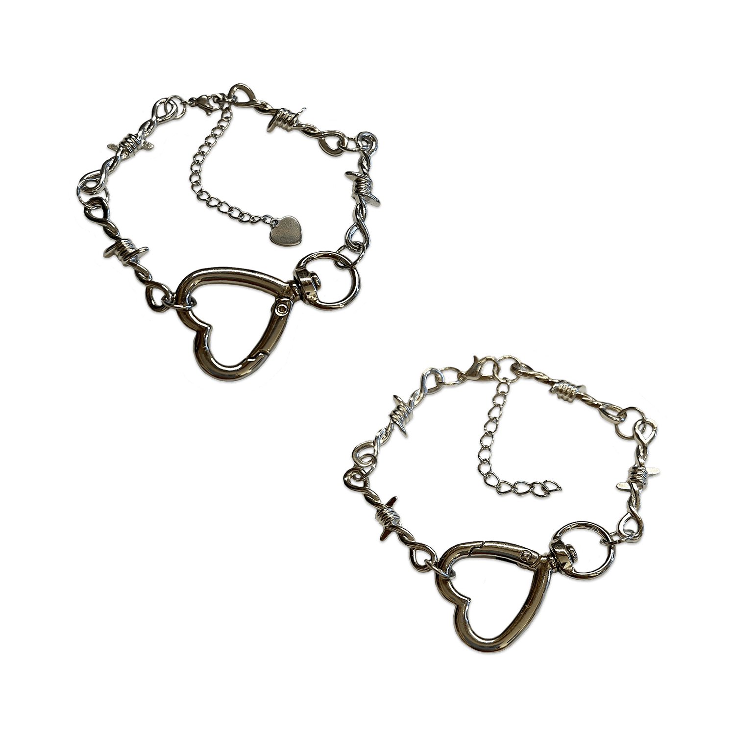 SOFT BUT DEADLY BARBED HEART BRACELET { SILVER HEART HOOK } - Usagi x Usagi, LLC - Jewelry