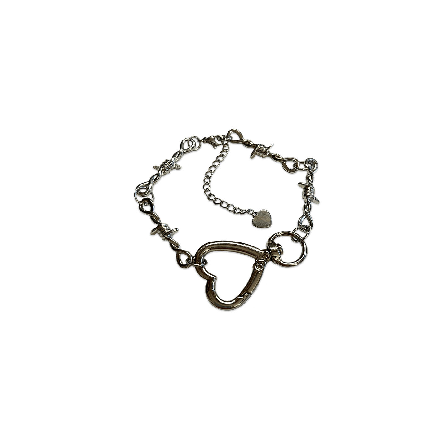 SOFT BUT DEADLY BARBED HEART BRACELET { SILVER HEART HOOK } - Usagi x Usagi, LLC - Jewelry