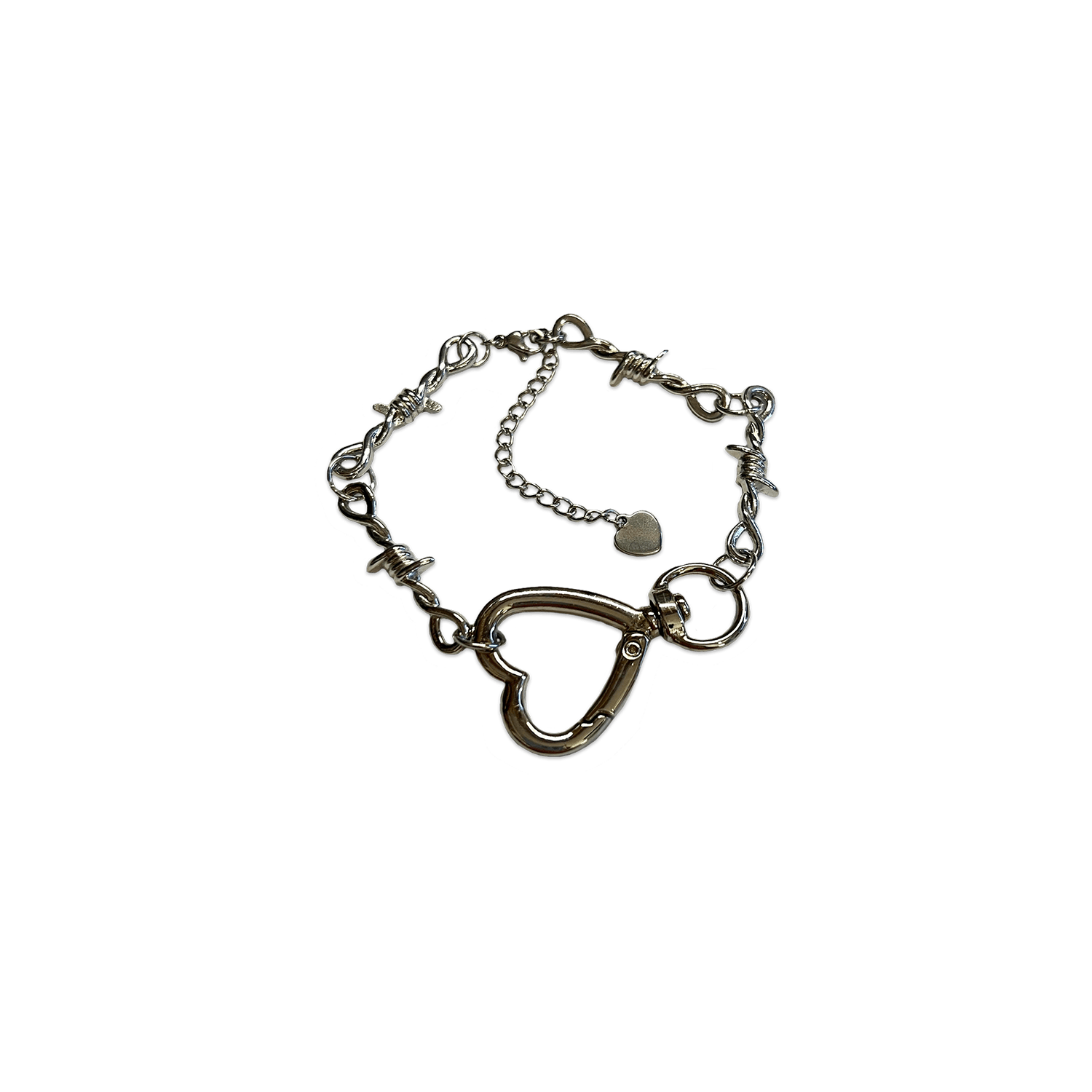 SOFT BUT DEADLY BARBED HEART BRACELET { SILVER HEART HOOK } - Usagi x Usagi, LLC - Jewelry