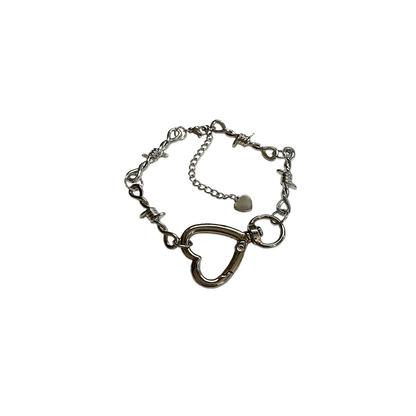 SOFT BUT DEADLY BARBED HEART BRACELET { SILVER HEART HOOK } - Usagi x Usagi, LLC - Jewelry