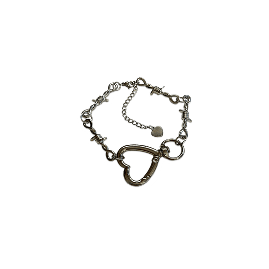 SOFT BUT DEADLY BARBED HEART BRACELET { SILVER HEART HOOK } - Usagi x Usagi, LLC - Jewelry