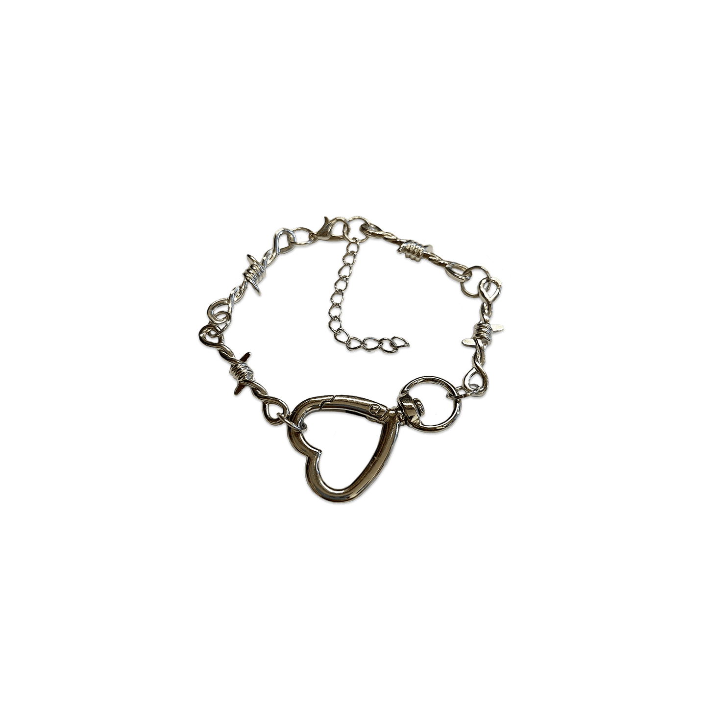 SOFT BUT DEADLY BARBED HEART BRACELET { SILVER HEART HOOK } - Usagi x Usagi, LLC - Jewelry