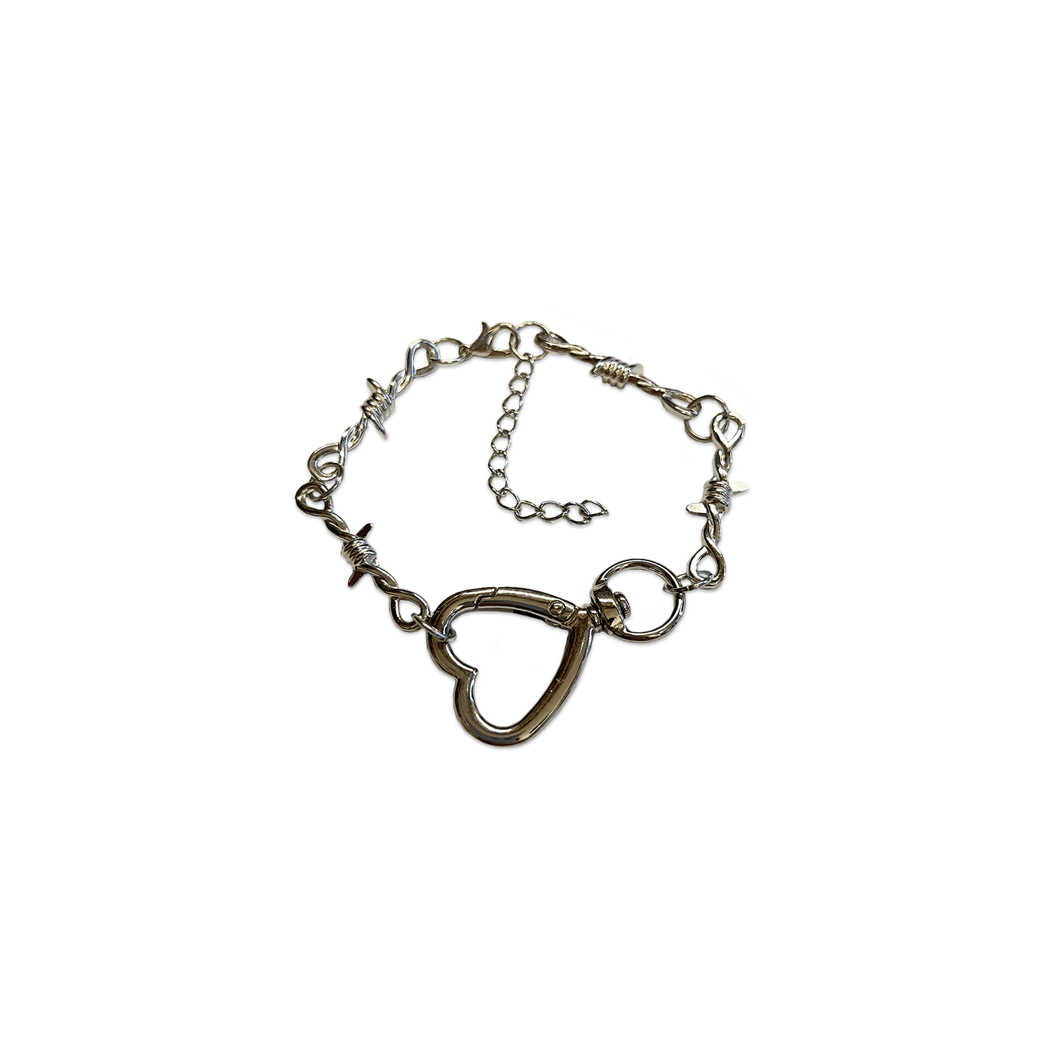 SOFT BUT DEADLY BARBED HEART BRACELET { SILVER HEART HOOK } - Usagi x Usagi, LLC - Jewelry