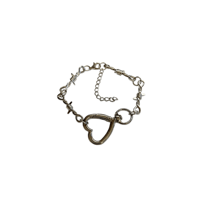SOFT BUT DEADLY BARBED HEART BRACELET { SILVER HEART HOOK } - Usagi x Usagi, LLC - Jewelry