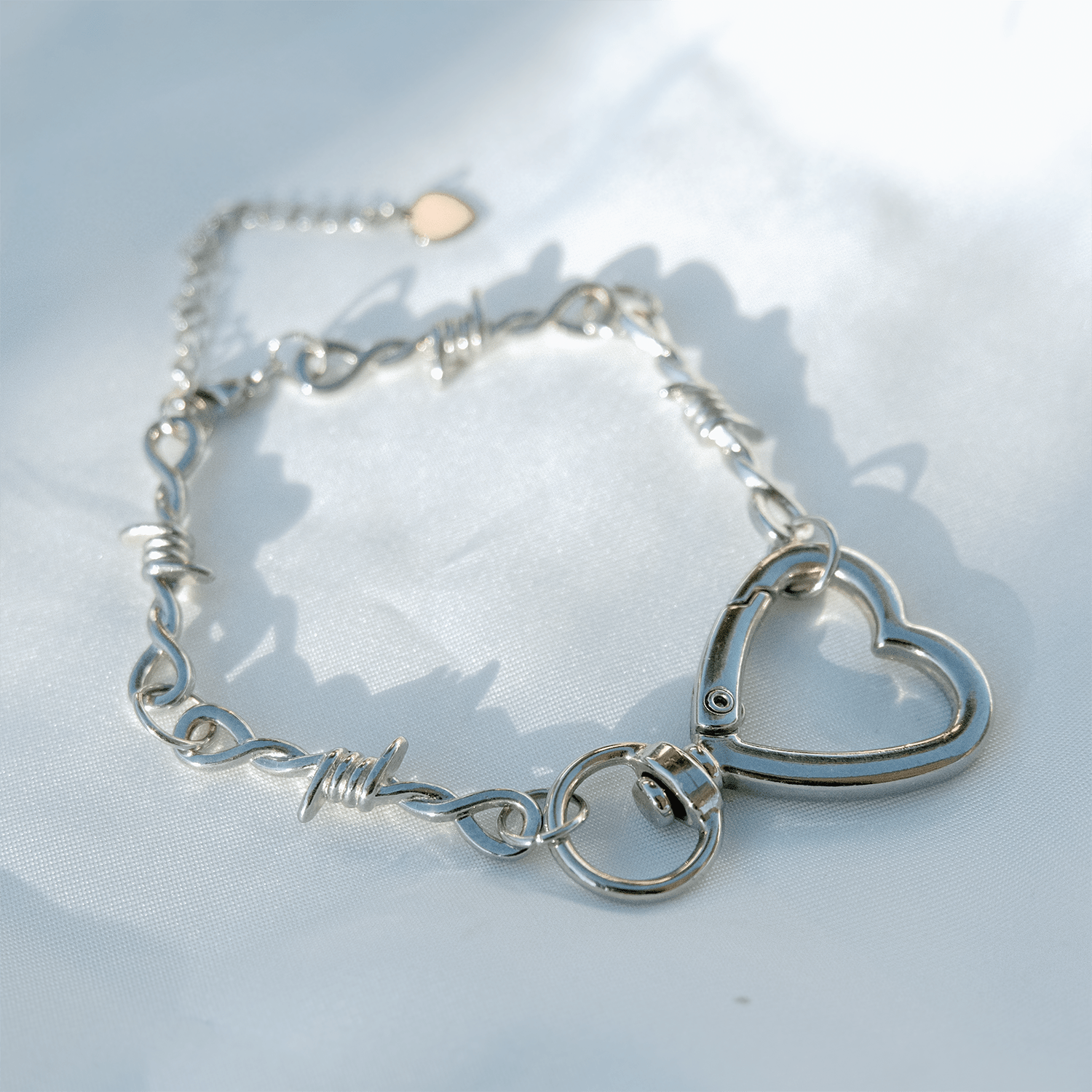 SOFT BUT DEADLY BARBED HEART BRACELET { SILVER HEART HOOK } - Usagi x Usagi, LLC - Jewelry