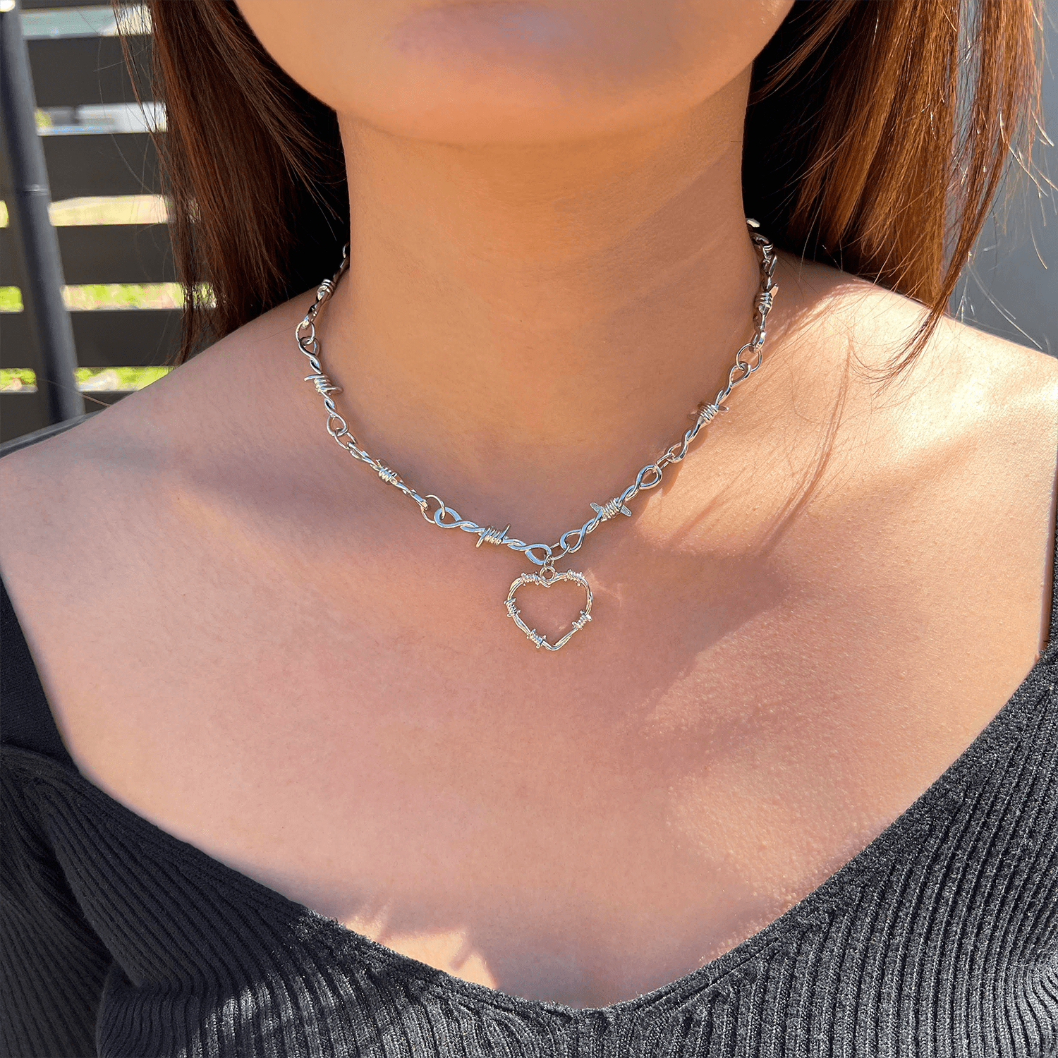 SOFT BUT DEADLY BARBED HEART NECKLACES { METAL HEART } - Usagi x Usagi, LLC - Jewelry
