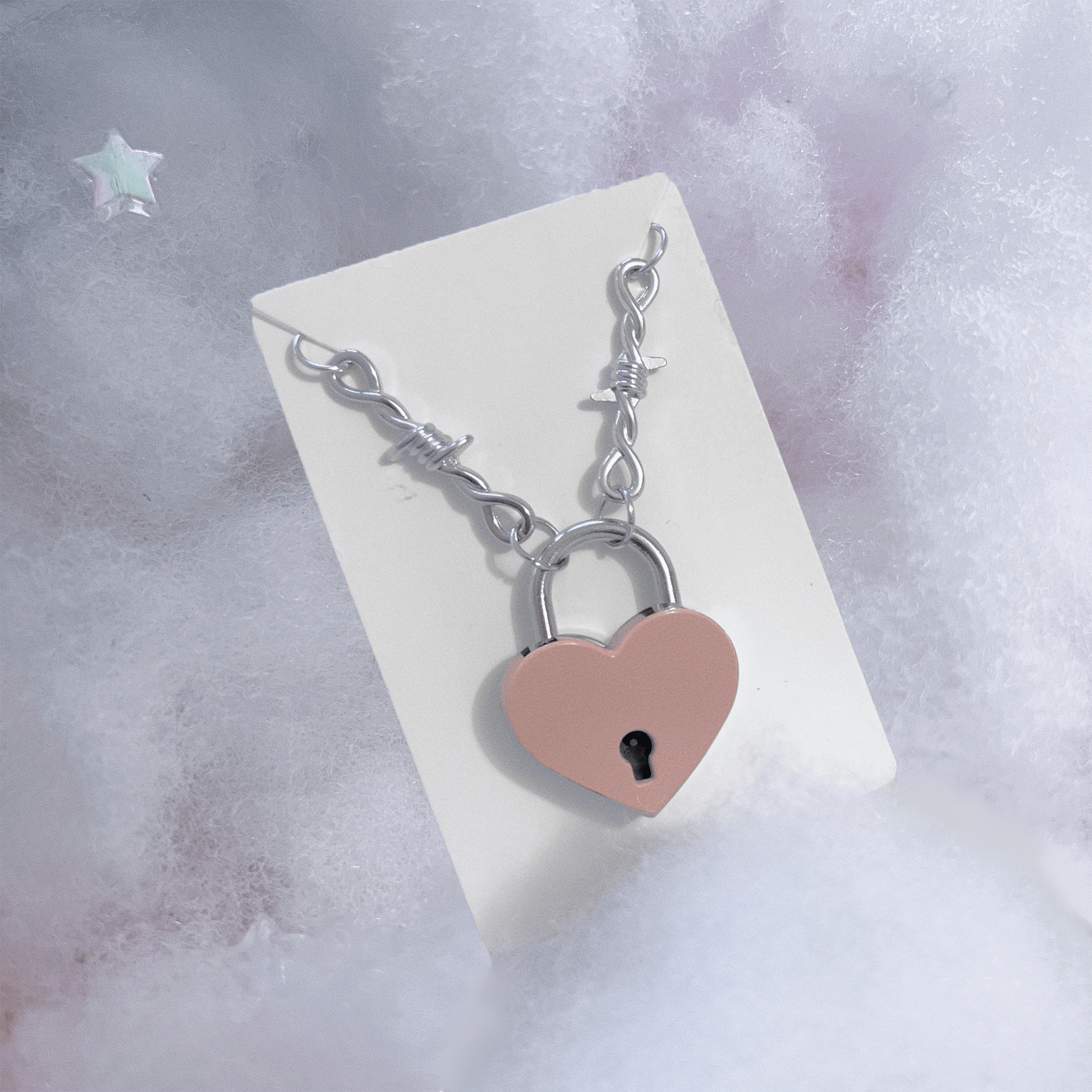 SOFT BUT DEADLY BARBED HEART NECKLACES { PINK HEART LOCKET } - Usagi x Usagi, LLC - Jewelry