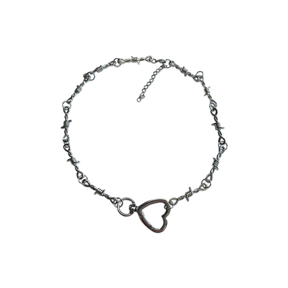 SOFT BUT DEADLY BARBED HEART NECKLACES { SILVER HEART HOOK } - Usagi x Usagi, LLC - Jewelry
