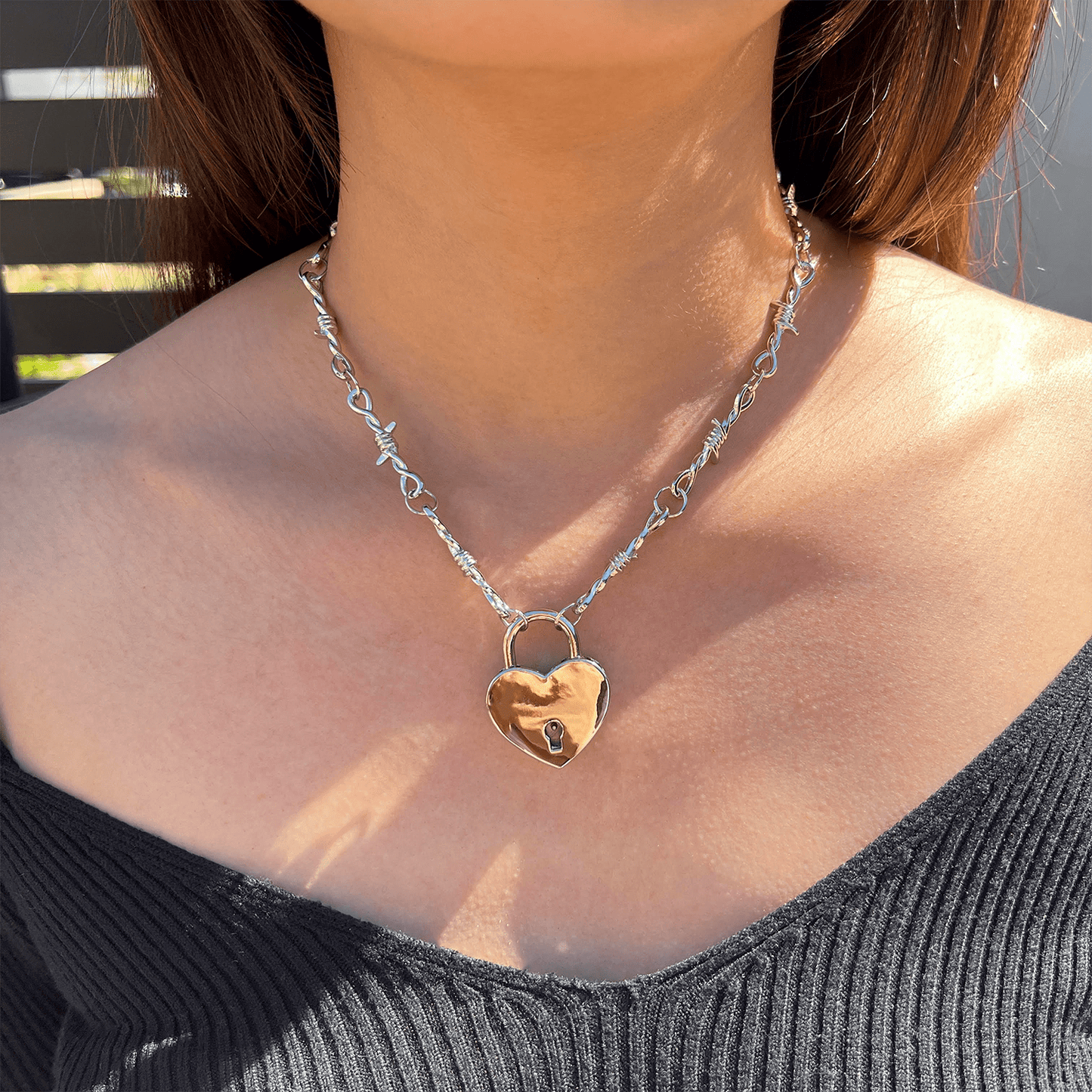 SOFT BUT DEADLY BARBED HEART NECKLACES { SILVER HEART LOCKET } - Usagi x Usagi, LLC - Jewelry
