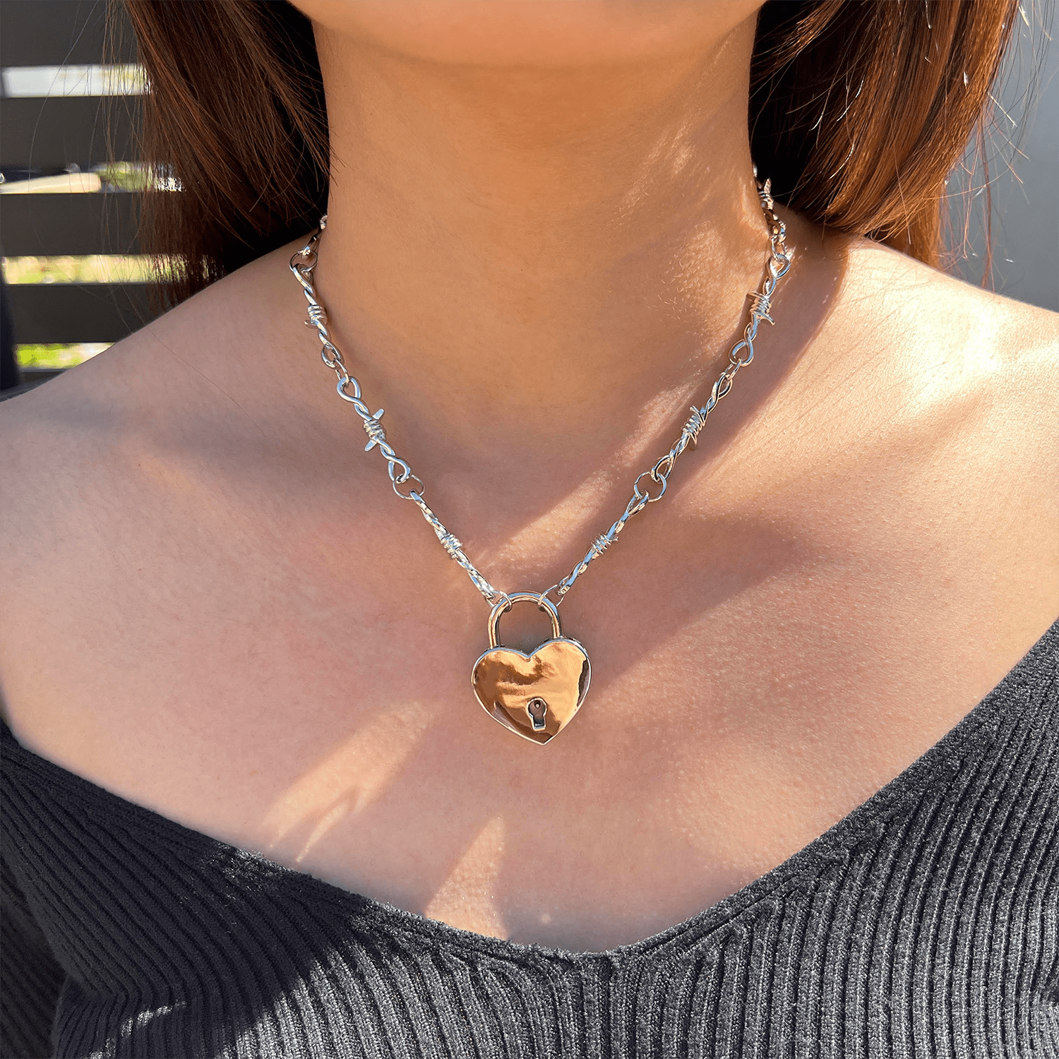 SOFT BUT DEADLY BARBED HEART NECKLACES { SILVER HEART LOCKET } - Usagi x Usagi, LLC - Jewelry