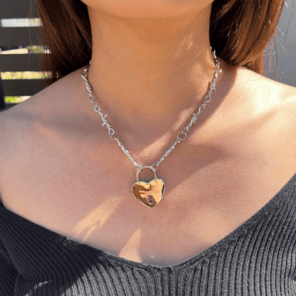 SOFT BUT DEADLY BARBED HEART NECKLACES { SILVER HEART LOCKET } - Usagi x Usagi, LLC - Jewelry